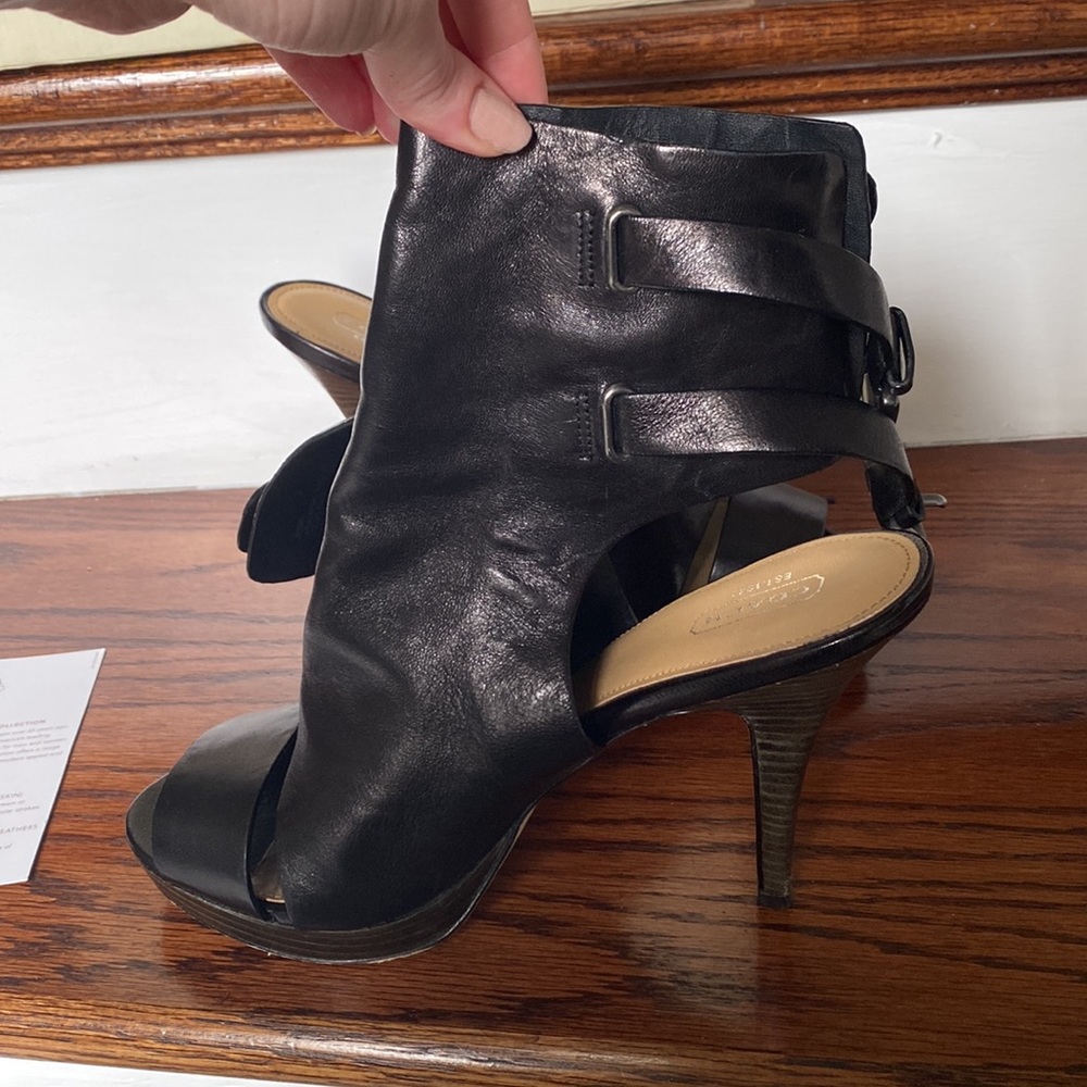 Black Leather - Coach Strappy Heels - Picture 2 of 4